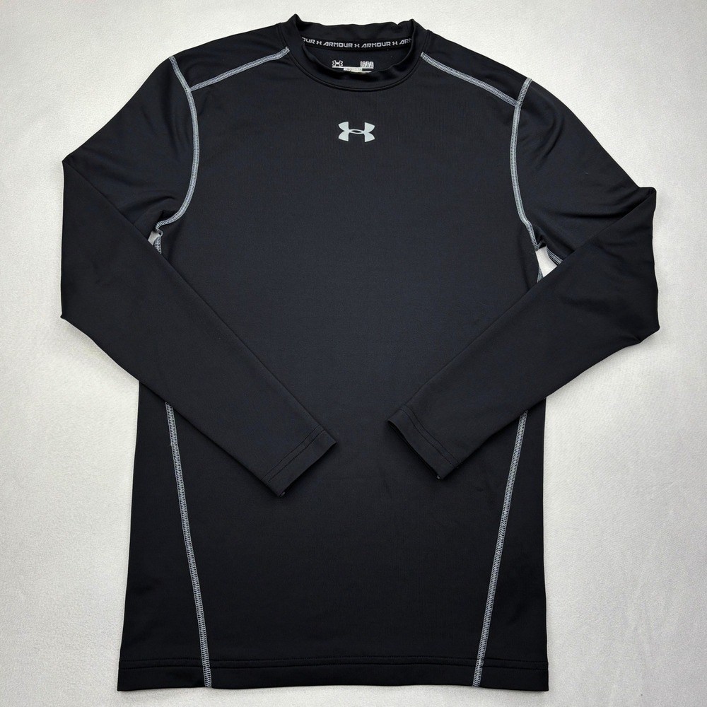 Under Armour ColdGear Compression Shirt Mens Large Black Long Sleeve 1265650 L